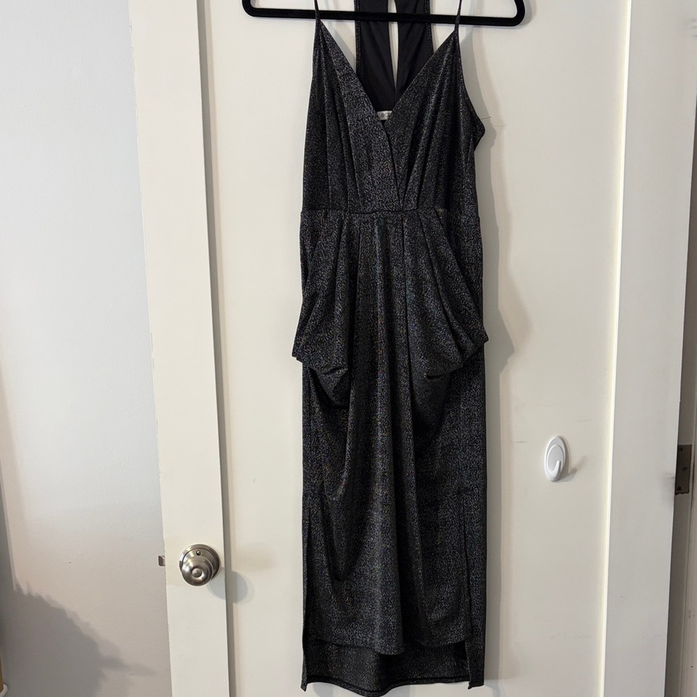 BCBGeneration Shimmering Black Midi Dress